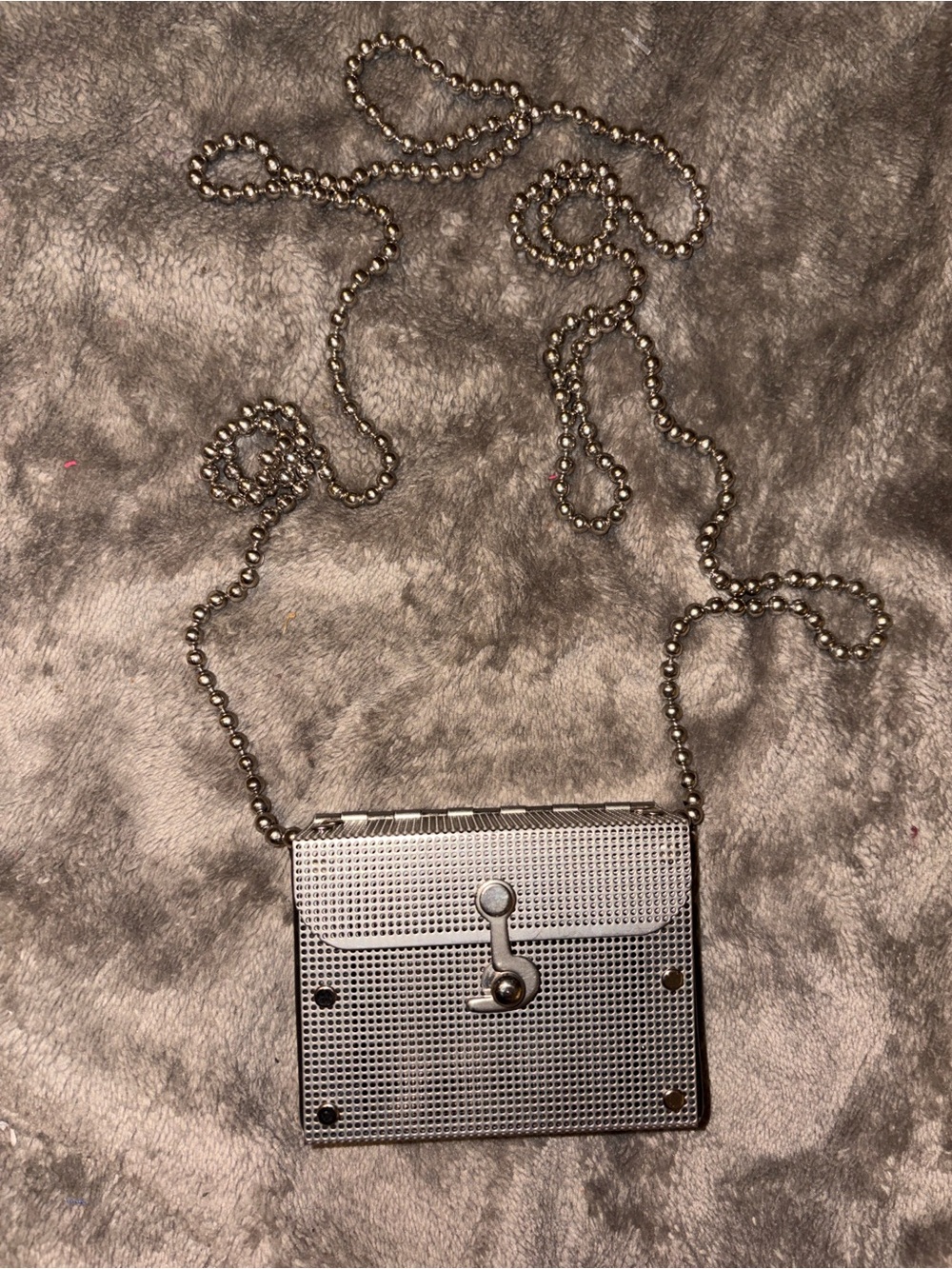 Silver Metallic Mini Crossbody Wallet Bag